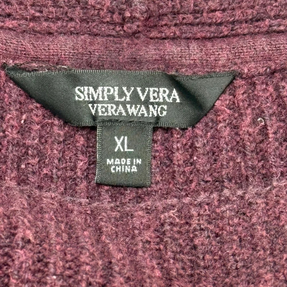 Simply Vera‎ Vera Wang Womens XL Plum Purple Ribbed Knit Asymmetrical Sweater XL